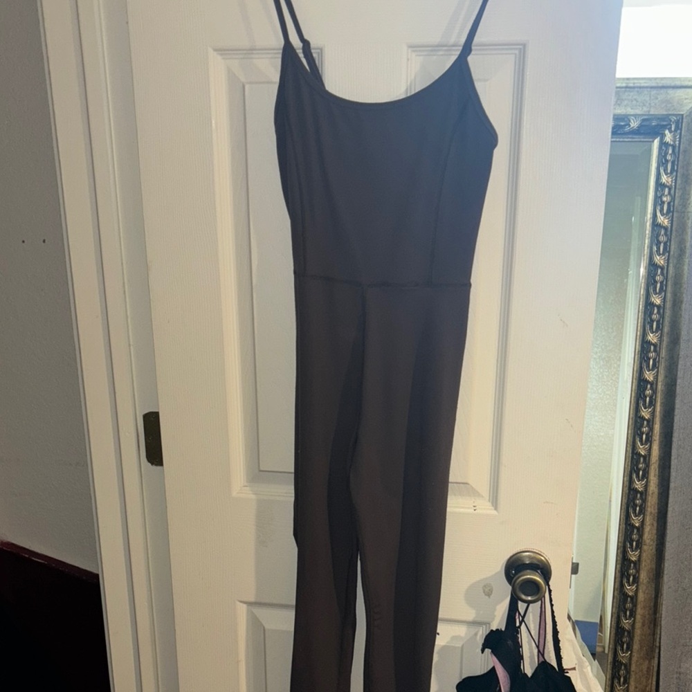 Charcoal/purple Sleeveless Jumpsuit with Spaghetti Straps